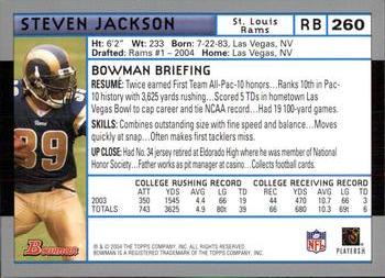 2004 Bowman #260 Steven Jackson Back