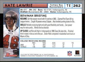 2004 Bowman #262 Nate Lawrie Back