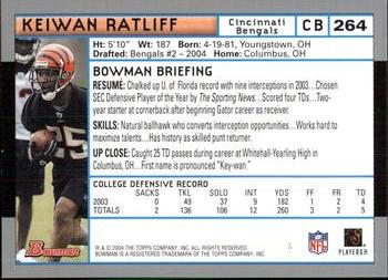 2004 Bowman #264 Keiwan Ratliff Back