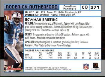 2004 Bowman #271 Roderick Rutherford Back