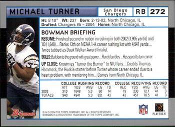 2004 Bowman #272 Michael Turner Back