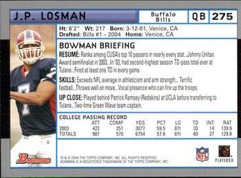 2004 Bowman #275 J.P. Losman Back