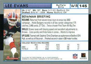 2004 Bowman #145 Lee Evans Back