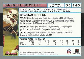2004 Bowman #146 Darnell Dockett Back