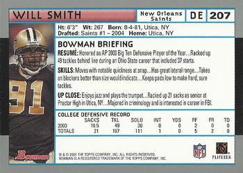 2004 Bowman #207 Will Smith Back