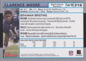 2004 Bowman #216 Clarence Moore Back