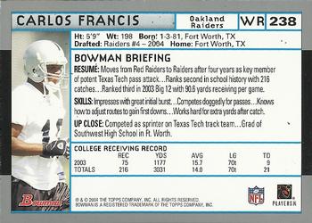 2004 Bowman #238 Carlos Francis Back