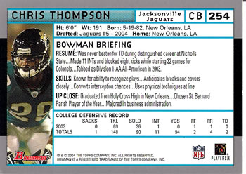 2004 Bowman #254 Chris Thompson Back