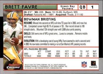 2004 Bowman Chrome #1 Brett Favre Back