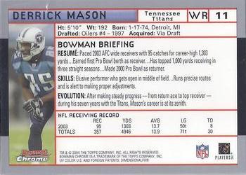 2004 Bowman Chrome #11 Derrick Mason Back