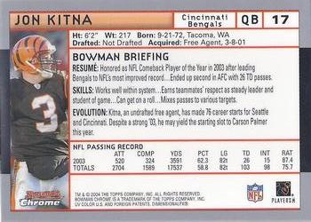 2004 Bowman Chrome #17 Jon Kitna Back