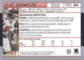 2004 Bowman Chrome #24 Alge Crumpler Back