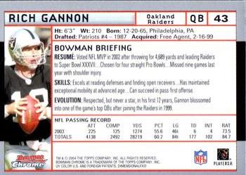 2004 Bowman Chrome #43 Rich Gannon Back