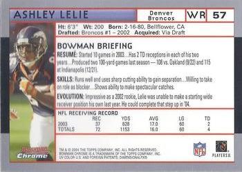 2004 Bowman Chrome #57 Ashley Lelie Back