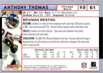 2004 Bowman Chrome #61 Anthony Thomas Back
