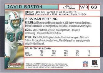 2004 Bowman Chrome #63 David Boston Back