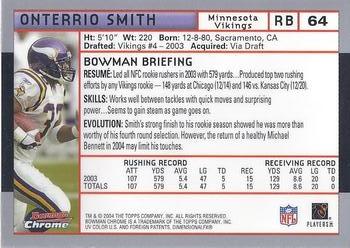 2004 Bowman Chrome #64 Onterrio Smith Back