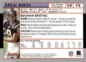 2004 Bowman Chrome #73 Drew Brees Back