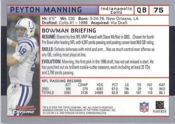 2004 Bowman Chrome #75 Peyton Manning Back