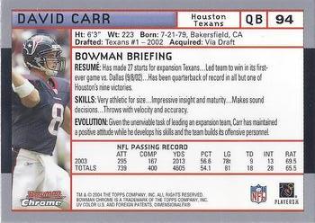2004 Bowman Chrome #94 David Carr Back