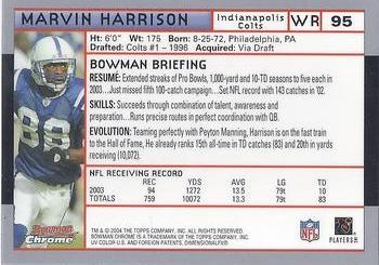 2004 Bowman Chrome #95 Marvin Harrison Back