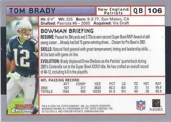 2004 Bowman Chrome #106 Tom Brady Back