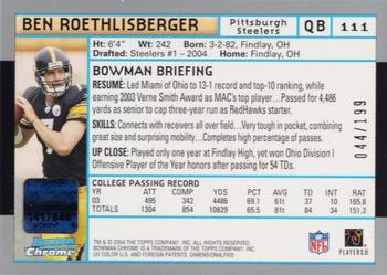 2004 Bowman Chrome #111 Ben Roethlisberger Back