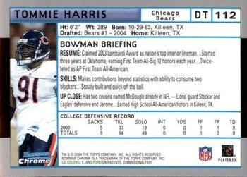 2004 Bowman Chrome #112 Tommie Harris Back