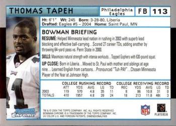 2004 Bowman Chrome #113 Thomas Tapeh Back