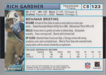 2004 Bowman Chrome #123 Rich Gardner Back