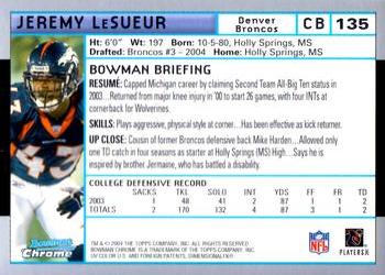 2004 Bowman Chrome #135 Jeremy LeSueur Back