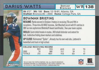 2004 Bowman Chrome #138 Darius Watts Back