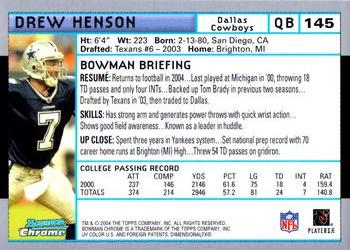 2004 Bowman Chrome #145 Drew Henson Back