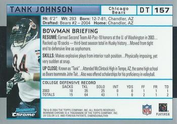 2004 Bowman Chrome #157 Tank Johnson Back