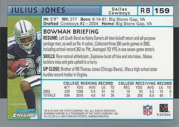 2004 Bowman Chrome #159 Julius Jones Back