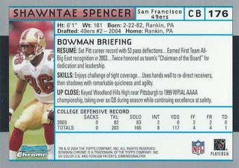 2004 Bowman Chrome #176 Shawntae Spencer Back