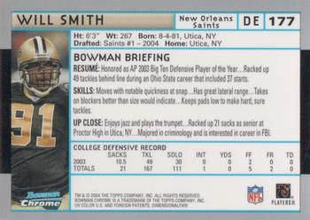 2004 Bowman Chrome #177 Will Smith Back