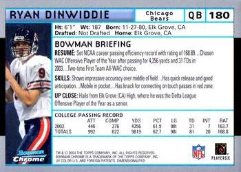 2004 Bowman Chrome #180 Ryan Dinwiddie Back