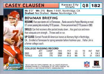 2004 Bowman Chrome #182 Casey Clausen Back