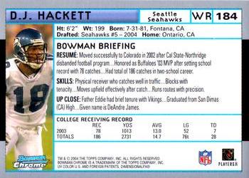 2004 Bowman Chrome #184 D.J. Hackett Back