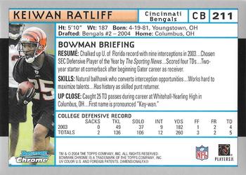 2004 Bowman Chrome #211 Keiwan Ratliff Back