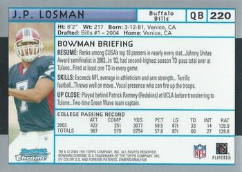 2004 Bowman Chrome #220 J.P. Losman Back