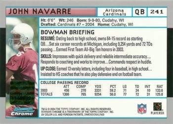 2004 Bowman Chrome #241 John Navarre Back