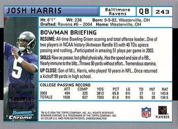 2004 Bowman Chrome #243 Josh Harris Back