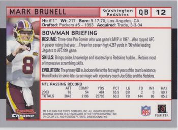 2004 Bowman Chrome #12 Mark Brunell Back