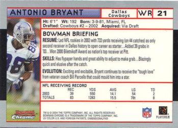 2004 Bowman Chrome #21 Antonio Bryant Back