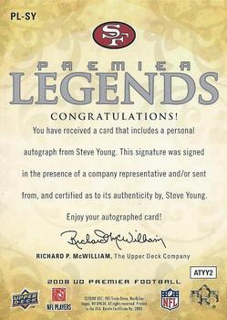 2008 Upper Deck Premier - Legends Autographs Silver Spectrum #PL-SY Steve Young Back