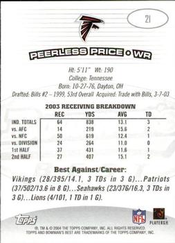 2004 Bowman's Best #21 Peerless Price Back