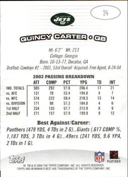 2004 Bowman's Best #24 Quincy Carter Back