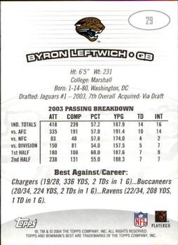 2004 Bowman's Best #29 Byron Leftwich Back